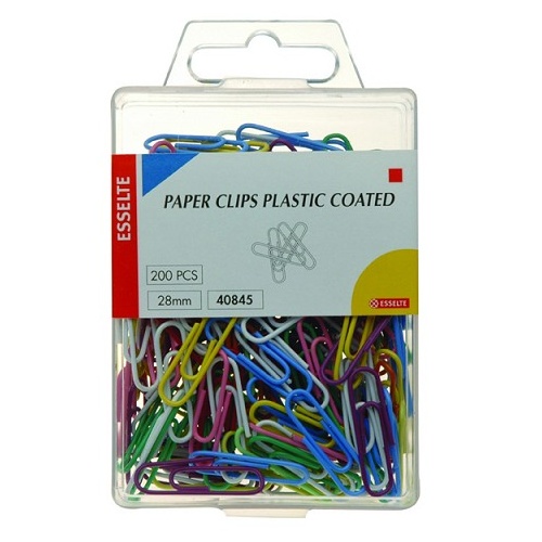  Paper Clips Round 28mm Vinyl coated Metal Box 200 Esselte 40845 Small