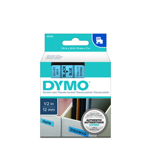 Dymo Label Tape D1 12x7m Black on Blue Tape #S0720550