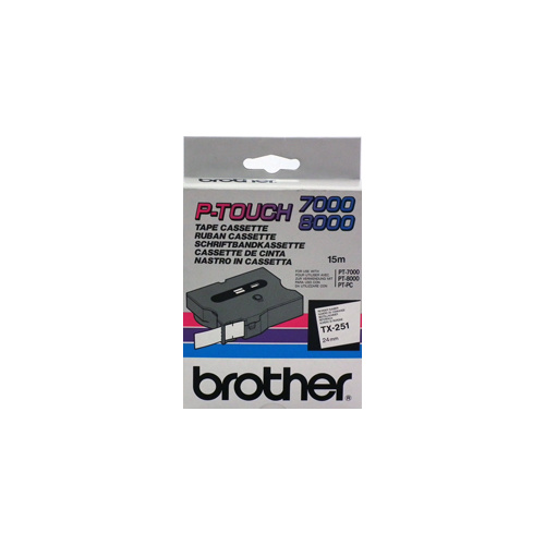 Brother TX251 P-touch 24mm Black On White Brother TX251 - each 