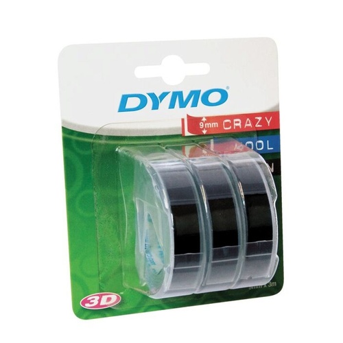 Dymo Embossing Tape 9mm x 3m BLACK Pack 3 #1741670