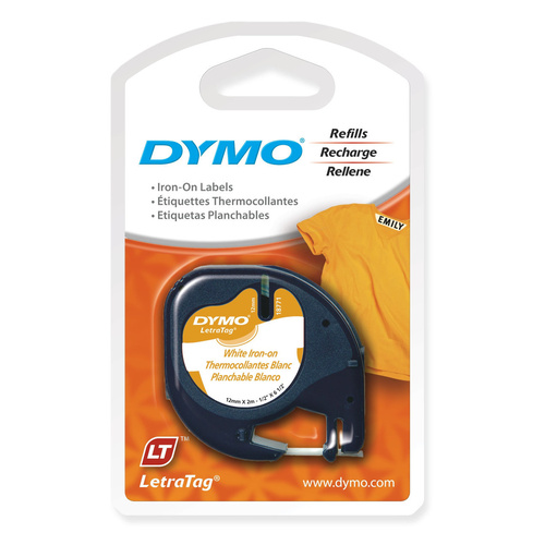 Dymo LetraTag Iron on Label Fabric White SD18771