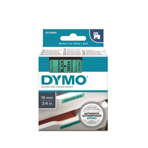 Dymo Label Tape D1 19x7m Black On Green SD45809