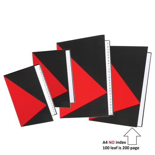 Notebook A4 Hard Cover 100 leaf Red & Black PLAIN Cumberland