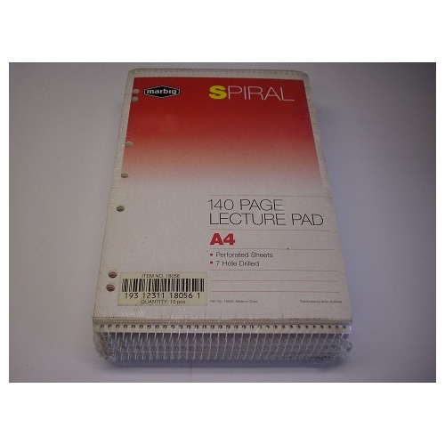 Lecture Pad A4 Top 140 page pack 10 Marbig 905  #18056
