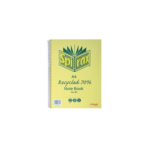 Notebook A4 Spiral 240 Page 70% Recycled Spirax 811 - pack 5 