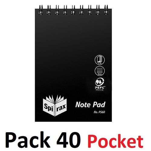 Notebook 112x77mm A7 Pocket P560 96 page pack 40 PolyProp cover #5604200