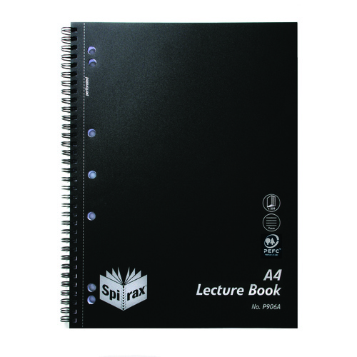 Lecture Book A4 250 page pack 5 Spirax P906A 125 leaf side open