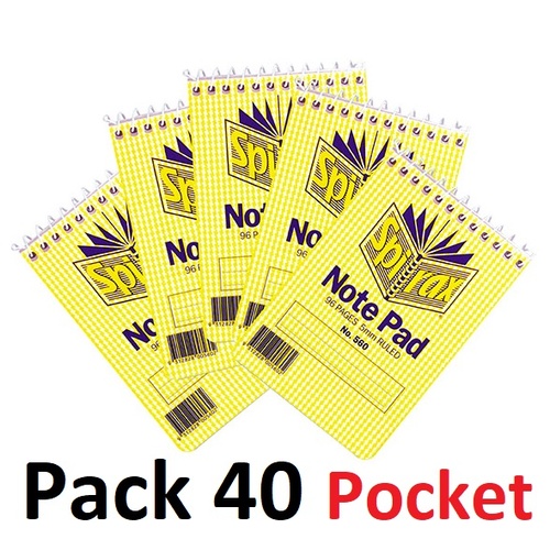 Notebook 112x77mm A7 Pocket 560 96 page pack 40 Spirax #56042 Cardboard cover