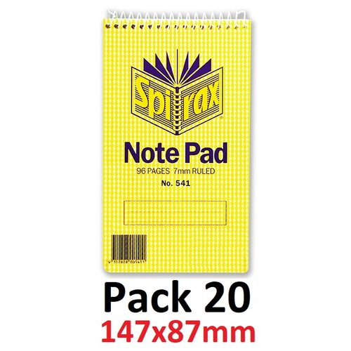NoteBook 147x87 96 page Small Top Open Spirax 541 pack 20 #55241