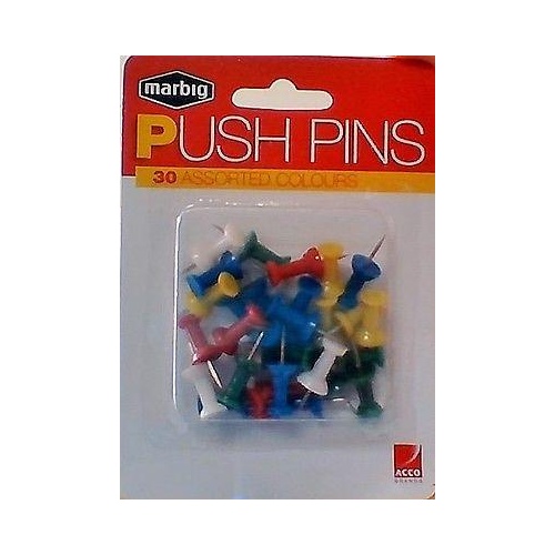 Push Pins box  30 Assorted Marbig 975268 #05268