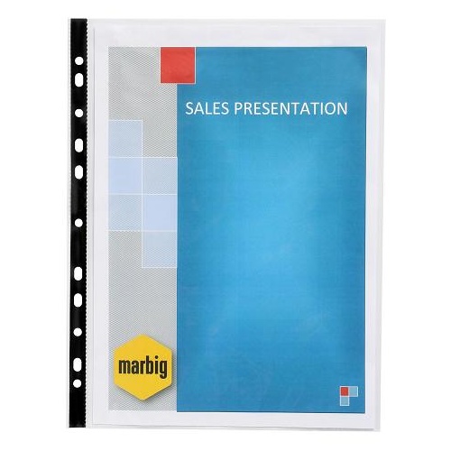 Sheet Protector A4  50 Micron box 100 black edge 25102 Marbig