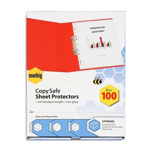 Sheet Protector A4  35 Micron box 100 Marbig 25150 Economy