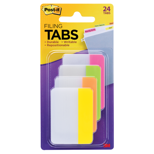 Tabs Post It Durable 50mm 686-PLOY pack 24 Solid Colour Pink Lime Orange Yellow #70005121093