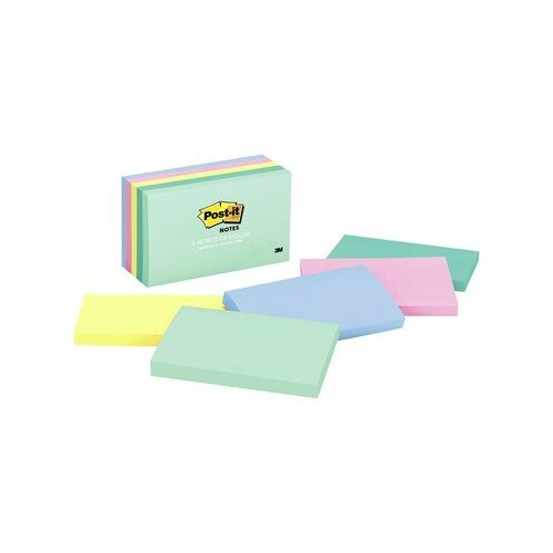 Post it Note  76x127mm 655-AST 100 Sheet pack 5 Marseille Colours