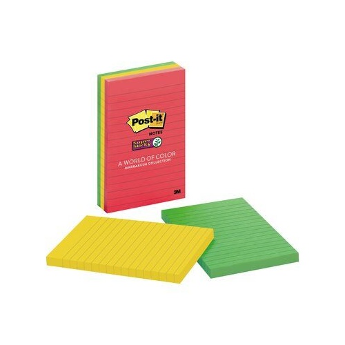 Post it Note 101x152mm 660-3SSAN LINNED 90 Sheets Pack 3 Marrakesh Colours #70005132629