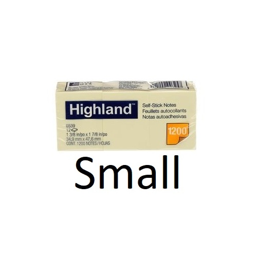 Post It Note   35x48 x12 6539 Highland Pad 3M Small #70016043633