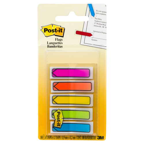 Flags Post it 684-ARR2 Mini Arrow Bright Colours 12x45mm pack 100 of 5 colours