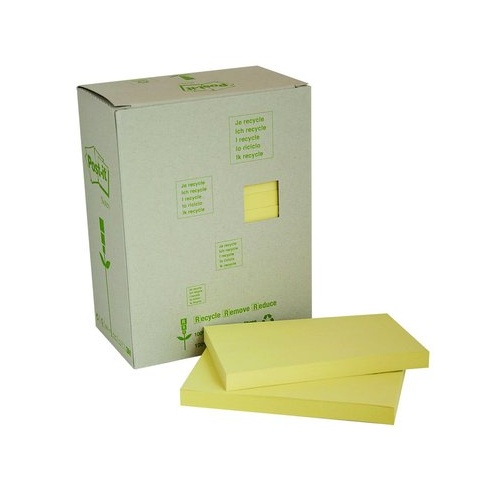 Post it Note  76x125 655-RTY  Yellow Recycled Tower Pack 16 3M Post-it® 100% Recycled Notes, 76mm x 127mm, Canary