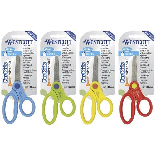 Scissors 127mm Westcott Kids 5 Inch Blunt Microban 14606 suitable for ages 4+