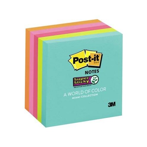 Post It Note  76x 76 654-5SSMIA cube Miami notes pads Recycled 70005287027