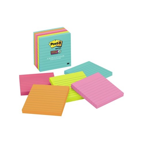Post It Note 101x101 675-6SSMIA Pack 6 LINED Miami Colours £70005287076