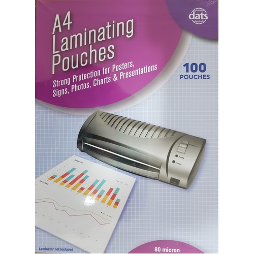 Laminating Pouch A4 80 Micron Dats Box 100  53942