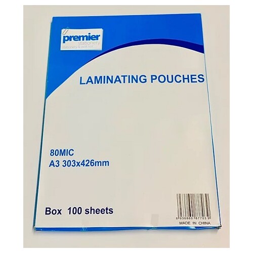 Laminating Pouch A3  80 Micron pack 100 Premier Gloss 83857