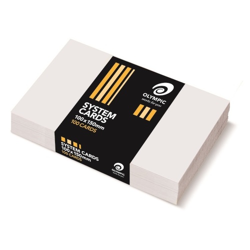 6x4 Cards Un-ruled 100x150mm White Pack 100 no lines Plain System Card #100697341