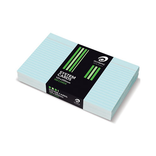 System Card 125 x 200mm Ruled Blue Pack 100  141463 