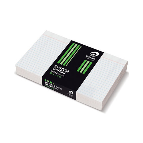 System Card 125 x 200mm Ruled White Pack 100 141462