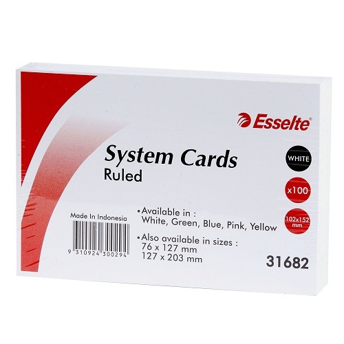 6x4 Cards 100x150mm Ruled White Pack 100 141456 #31682 #26515 economy office System Card