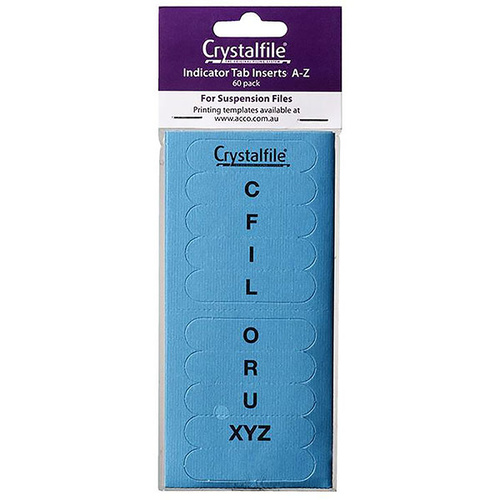 Suspension File Crystalfile Index Tabs ROUNDED AZ Blue 111542C Pack 60