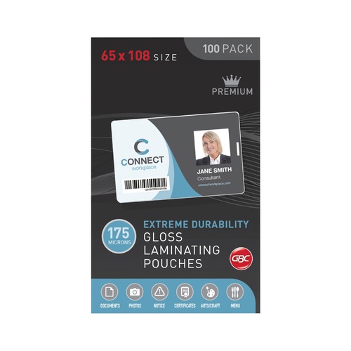 Laminating Pouch 65x108mm 175 Micron Luggage slotted box 100 Gloss Ibico BL175M65X108