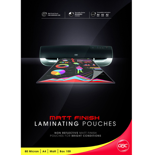 Laminating Pouch  A4  80 micron pack 100 Matt Ibico BL80MA4matt MATT FINISH