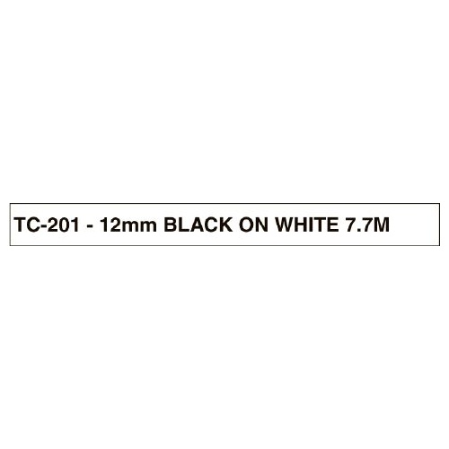 TC201 P-touch 12 mm Black On White Brother TC-201 - each 