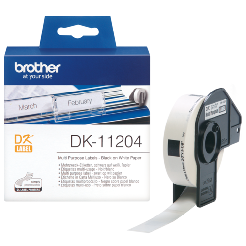Brother DK11204 17x54mm 400 Label Roll Return Address Label White Multi Purpose 