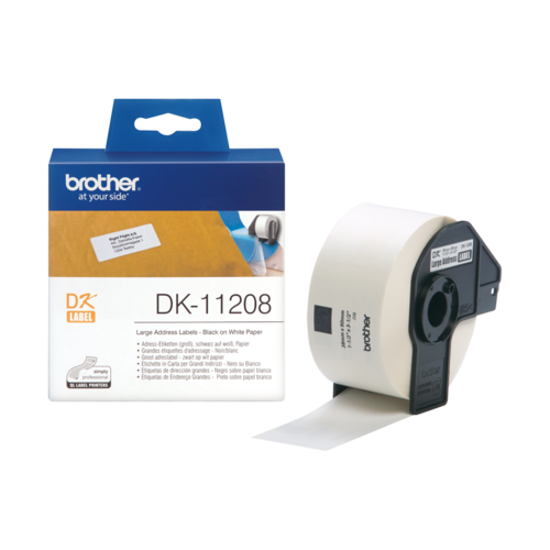 Brother DK11208 38x90mm 400 Labels Per Roll Label White Large Address 