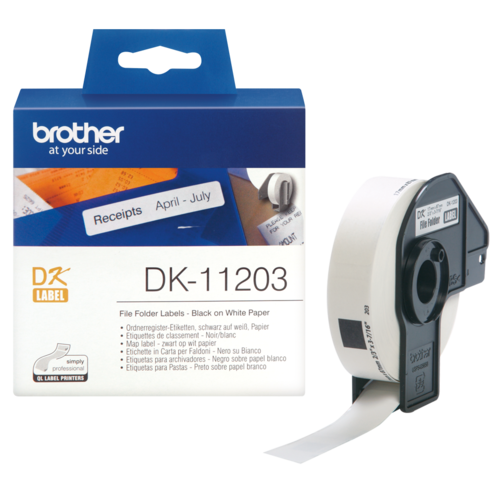 Brother DK11203 Label 17x87mm 300 Label Roll White File Folder