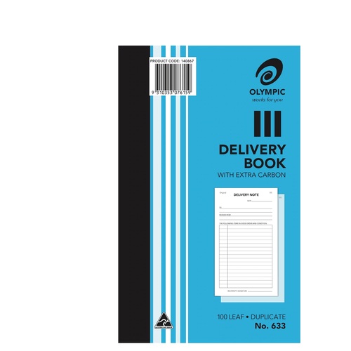 Delivery Book  8x5 #633 Duplicate Carbon paper 200x125mm - sold each Olympic 142797