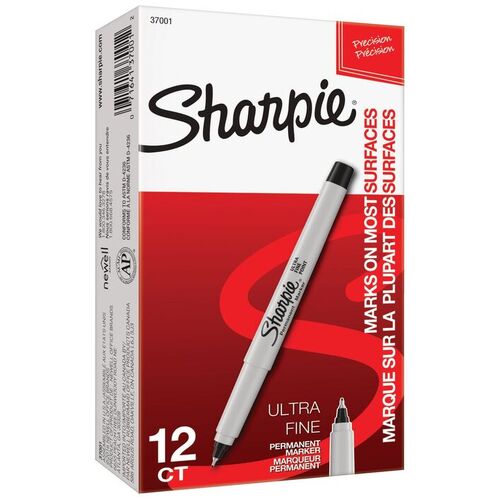 Marker Sharpie ULTRA Fine 0.3mm Black Box 12 Permanent #37121