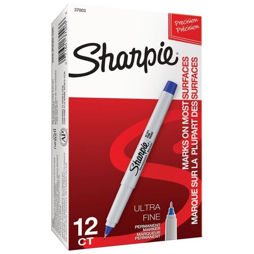 Marker Sharpie ULTRA Fine 0.3mm Blue Box 12 Permanent #37003 