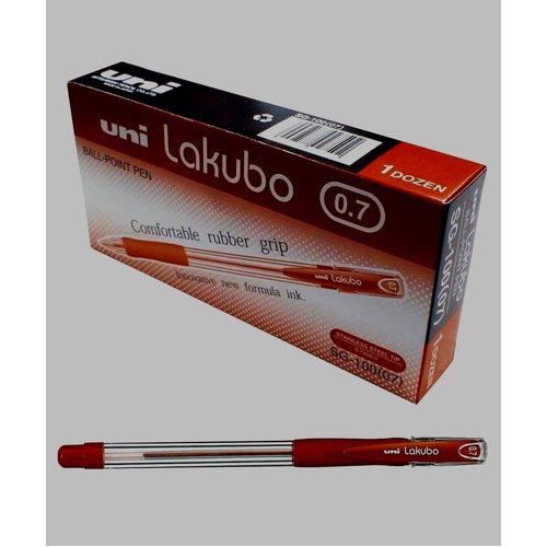Pens Uniball SG100 Lakubo Fine 0.7mm Red Box 12 SG100FR BP Ballpoint  