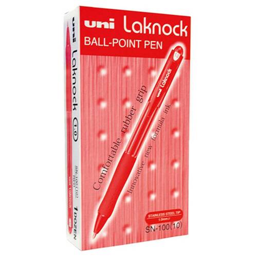 Pens Uniball SN100M BP RT Laknock Medium Red box 12 SN100MR 