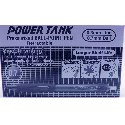 Pens Uniball SN227 Power Tank Ballpoint 0.7mm Blue Box 12 SN227FBL Retractable 