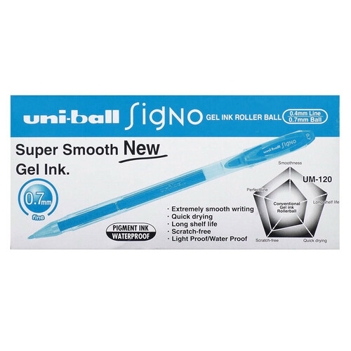 Pens Uniball UM120 Signo 0.7mm Light Blue Box 12