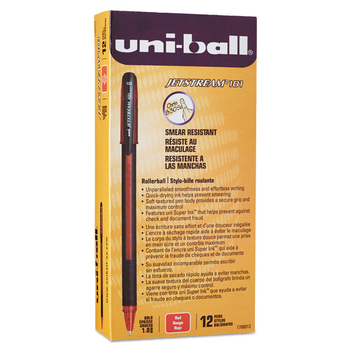Pens Uniball SX101 Medium Red Box 12 Jetstream Stick 1.0mm SX101MR