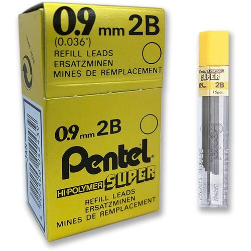 Pencil Leads Pentel 0.9mm 2B Box 12 Tubes 5092B