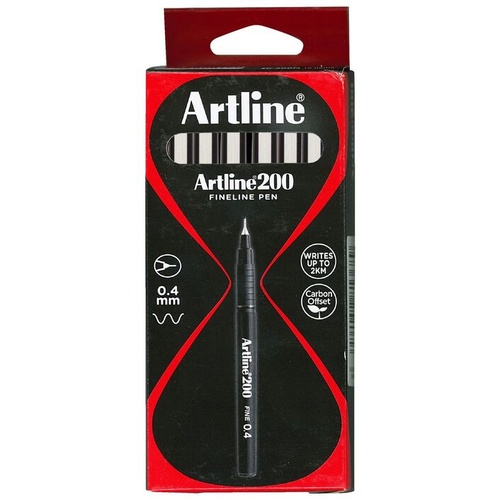Pen Artline  200 0.4 Fine Black Box 12 Fineliners #120001