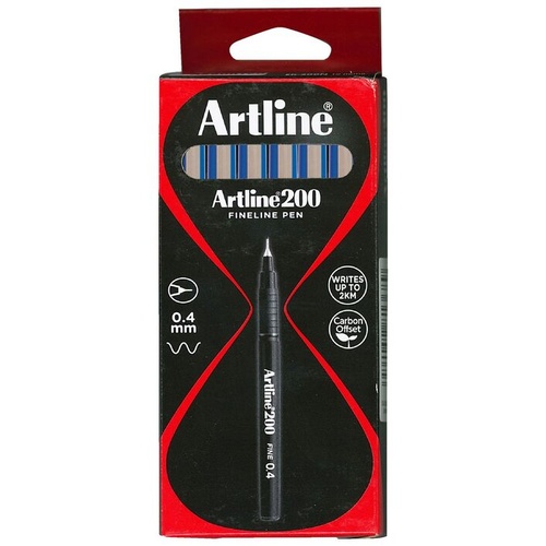Pen Artline  200 0.4 Fine Blue Box 12 Fineliners #120003