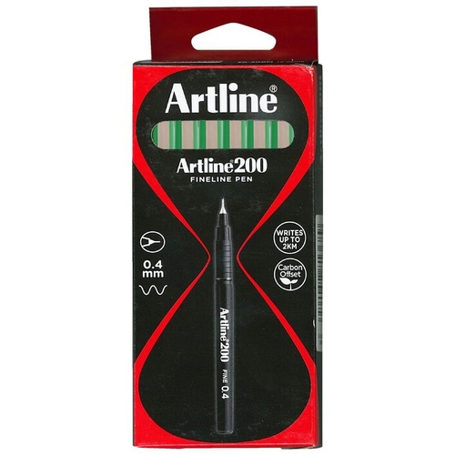 Pen Artline  200 0.4 Fine Green Box 12 Fineliners #120004